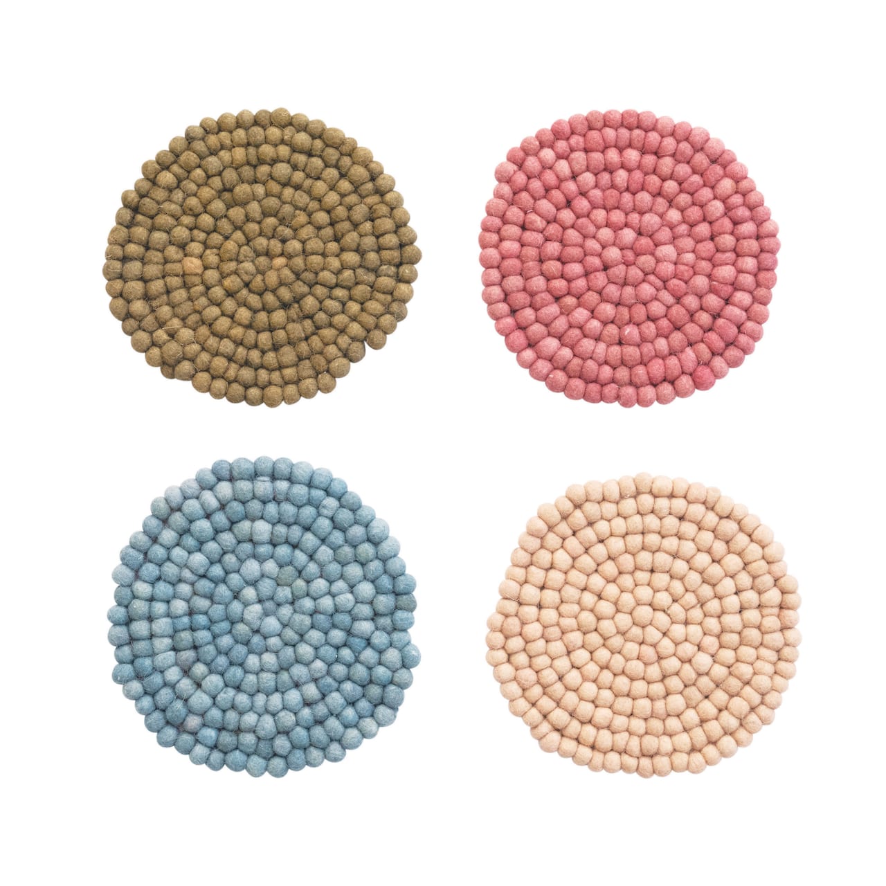 Hello Honey® Handmade Wool Felt Ball Trivet Set